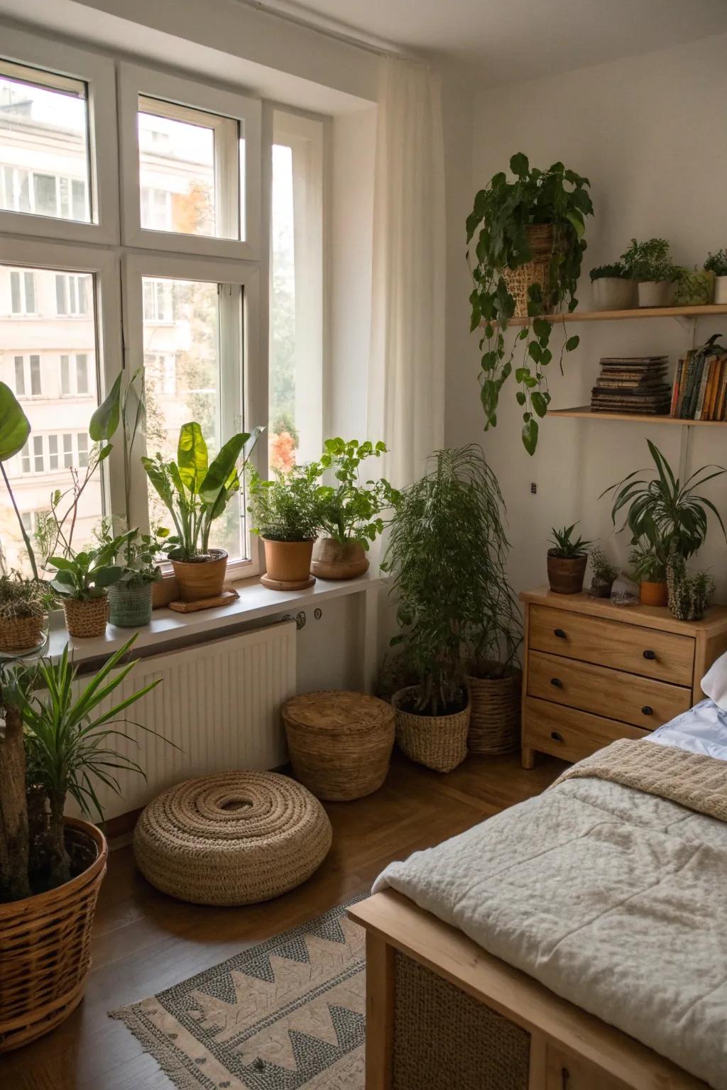 Natural elements introduce freshness.