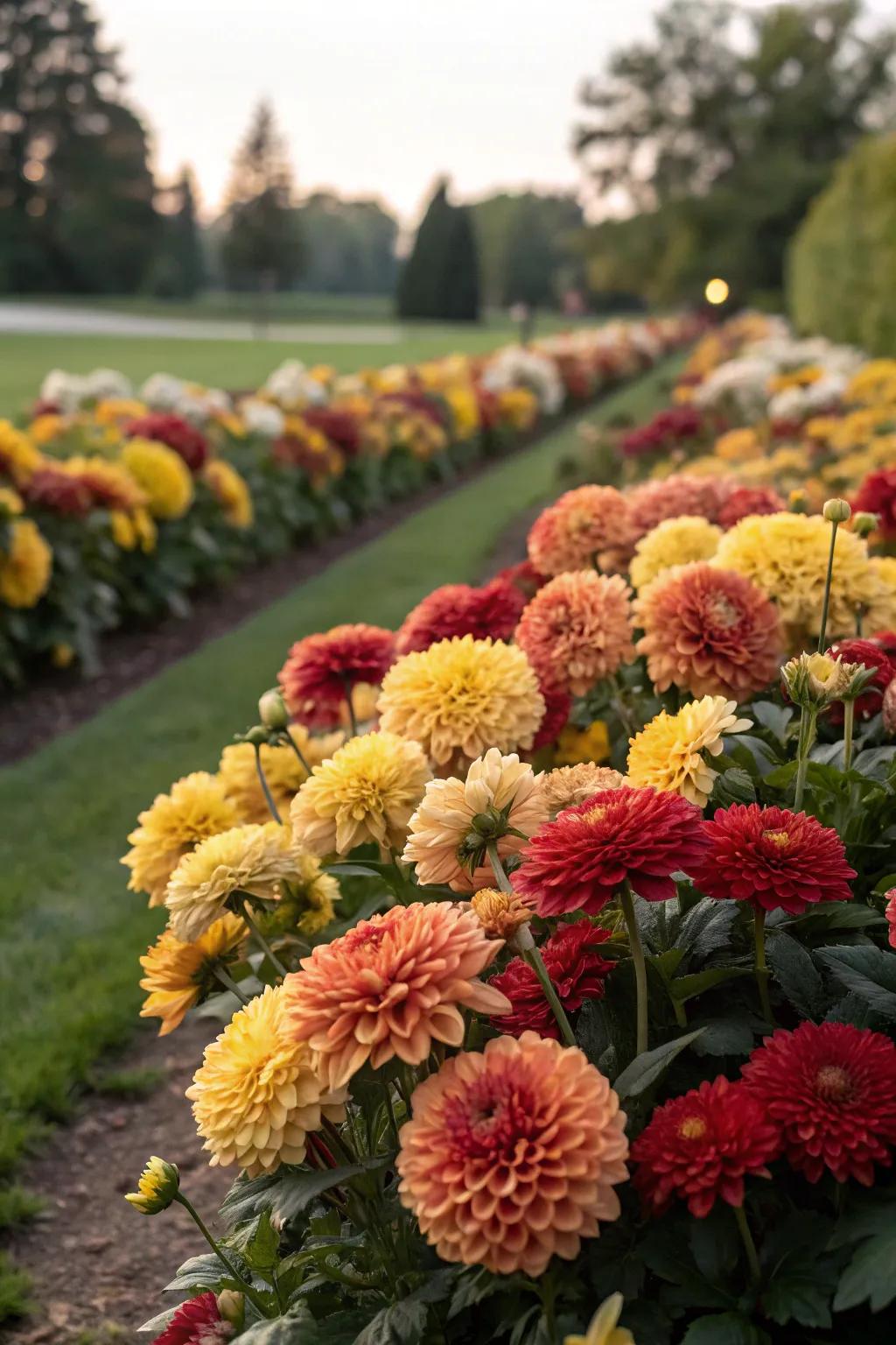 A sunset-themed aster garden.