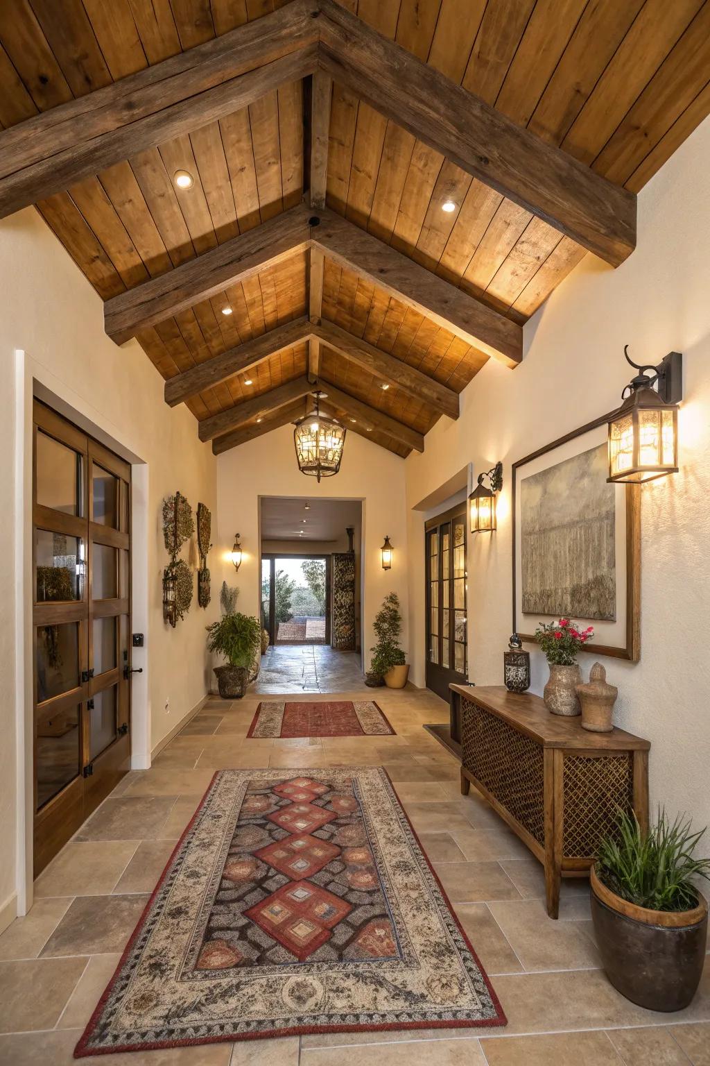 Beamed entryways grant a spectacular and welcoming first impression.
