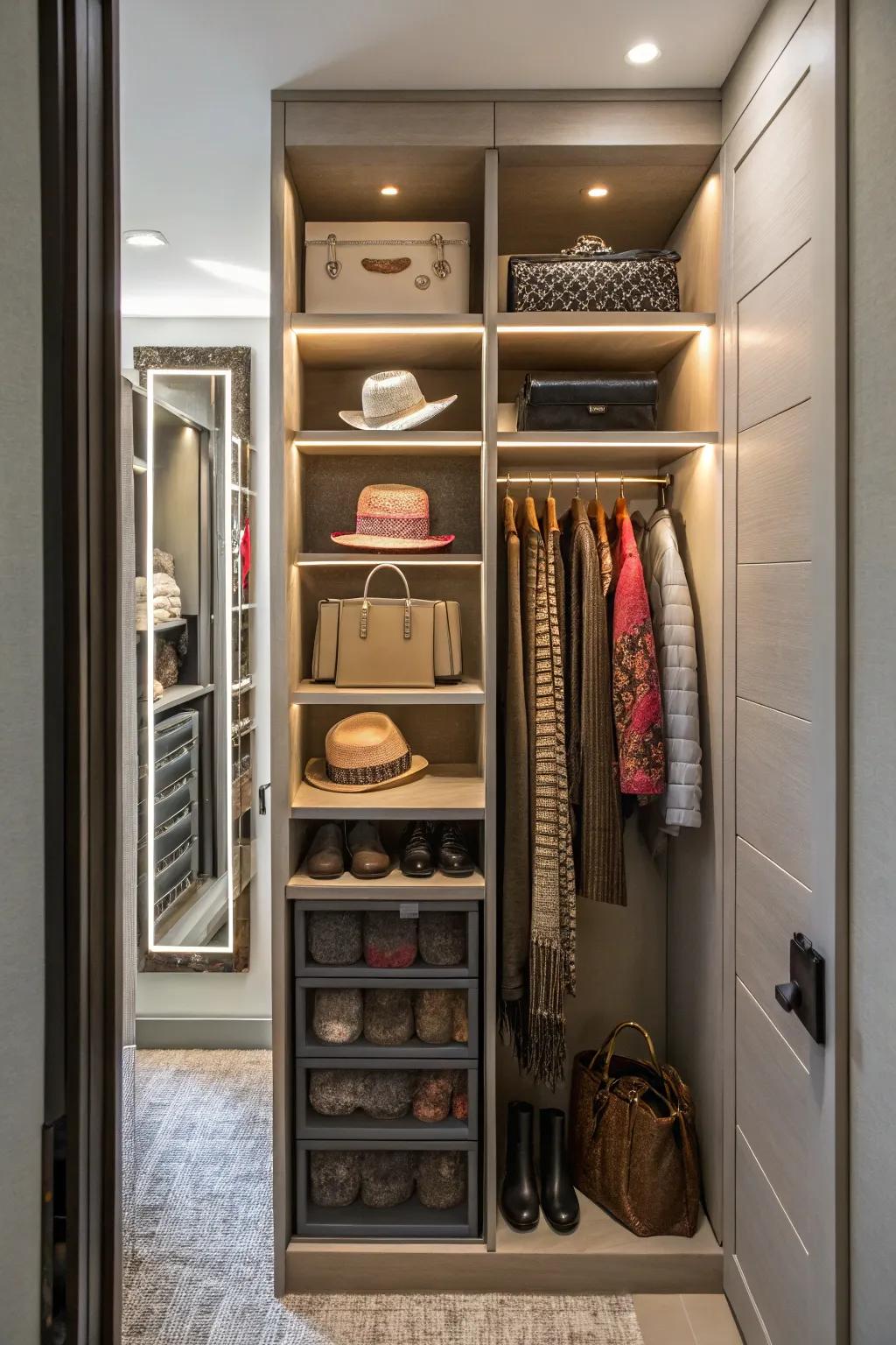 Keep accessories organized with dedicated storage solutions.