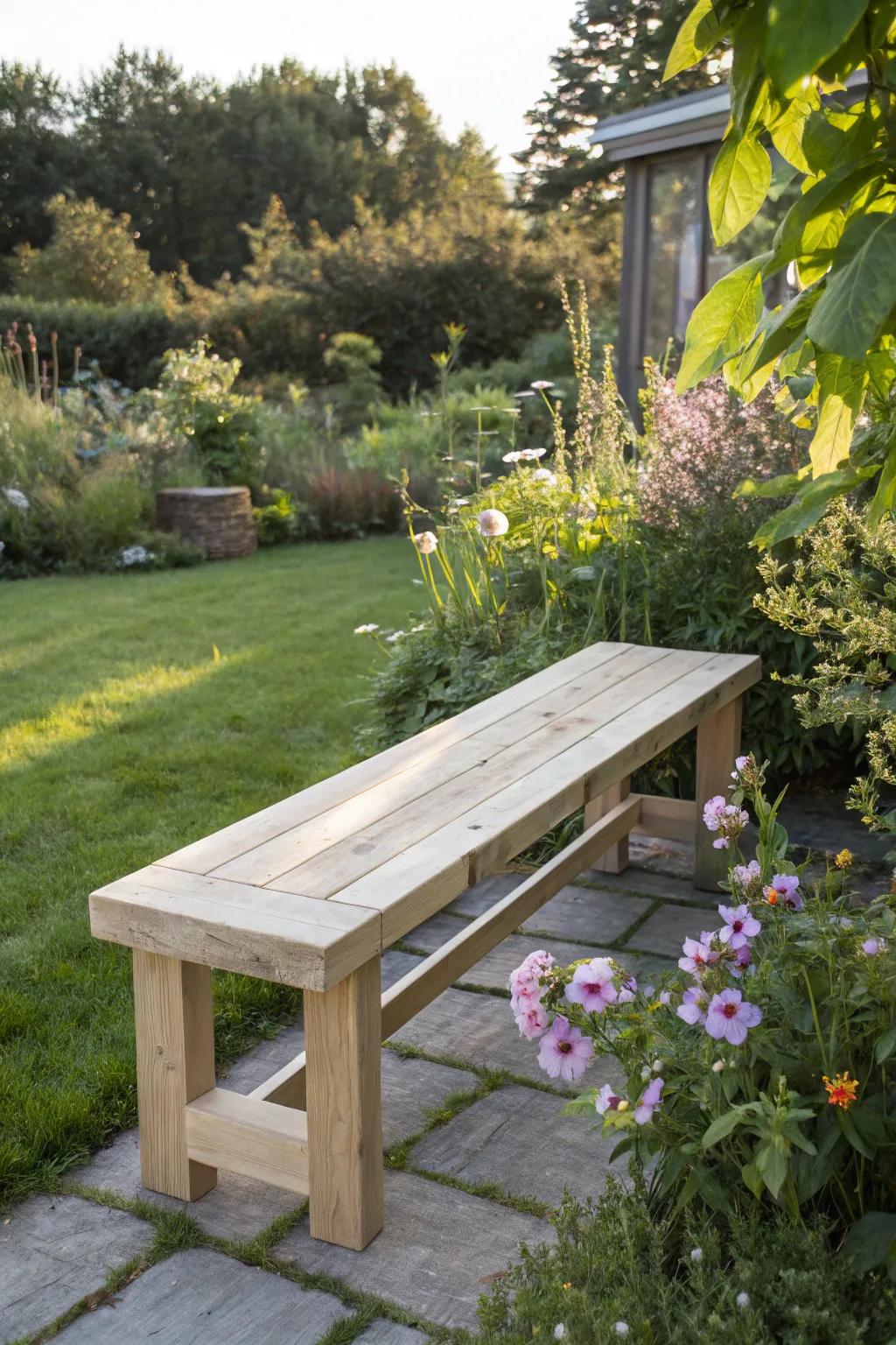 Discover serenity in simplicity through this DIY salvaged timber garden seating, your flawless morning coffee location.