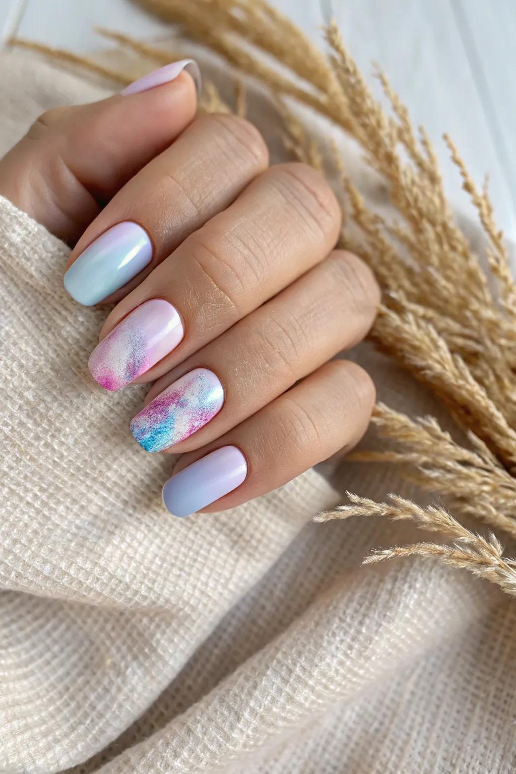 Embrace the artistry of blend nails for a uniquely dreamy presentation.