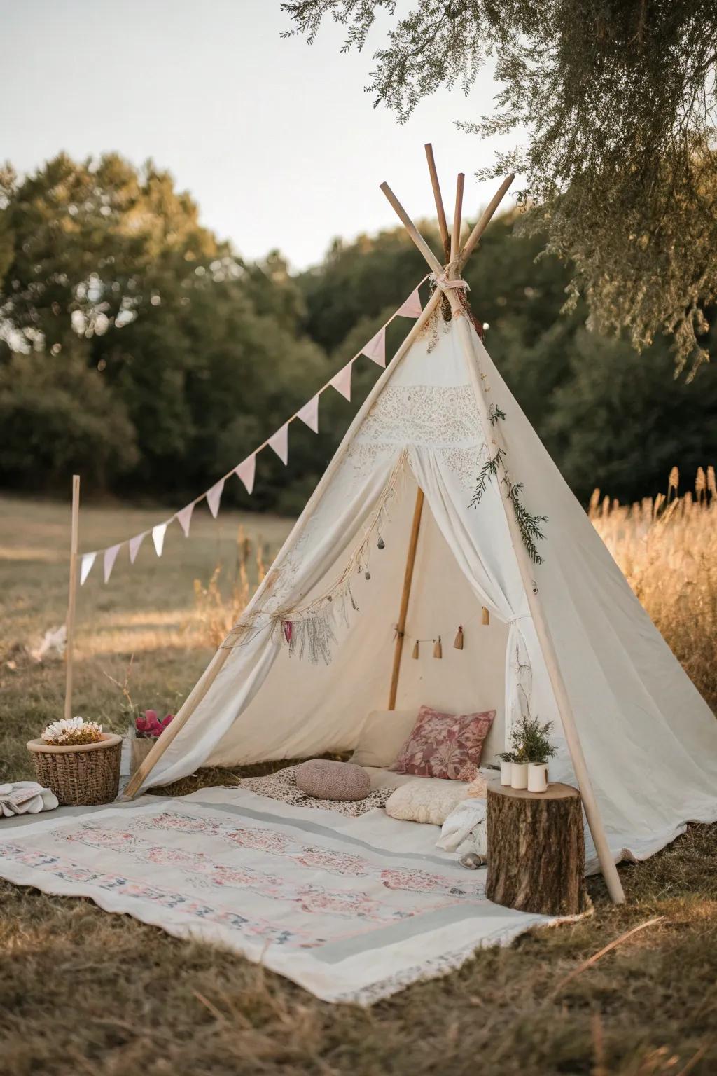 Transform your tent into a festive retreat with charming pennant decorations!