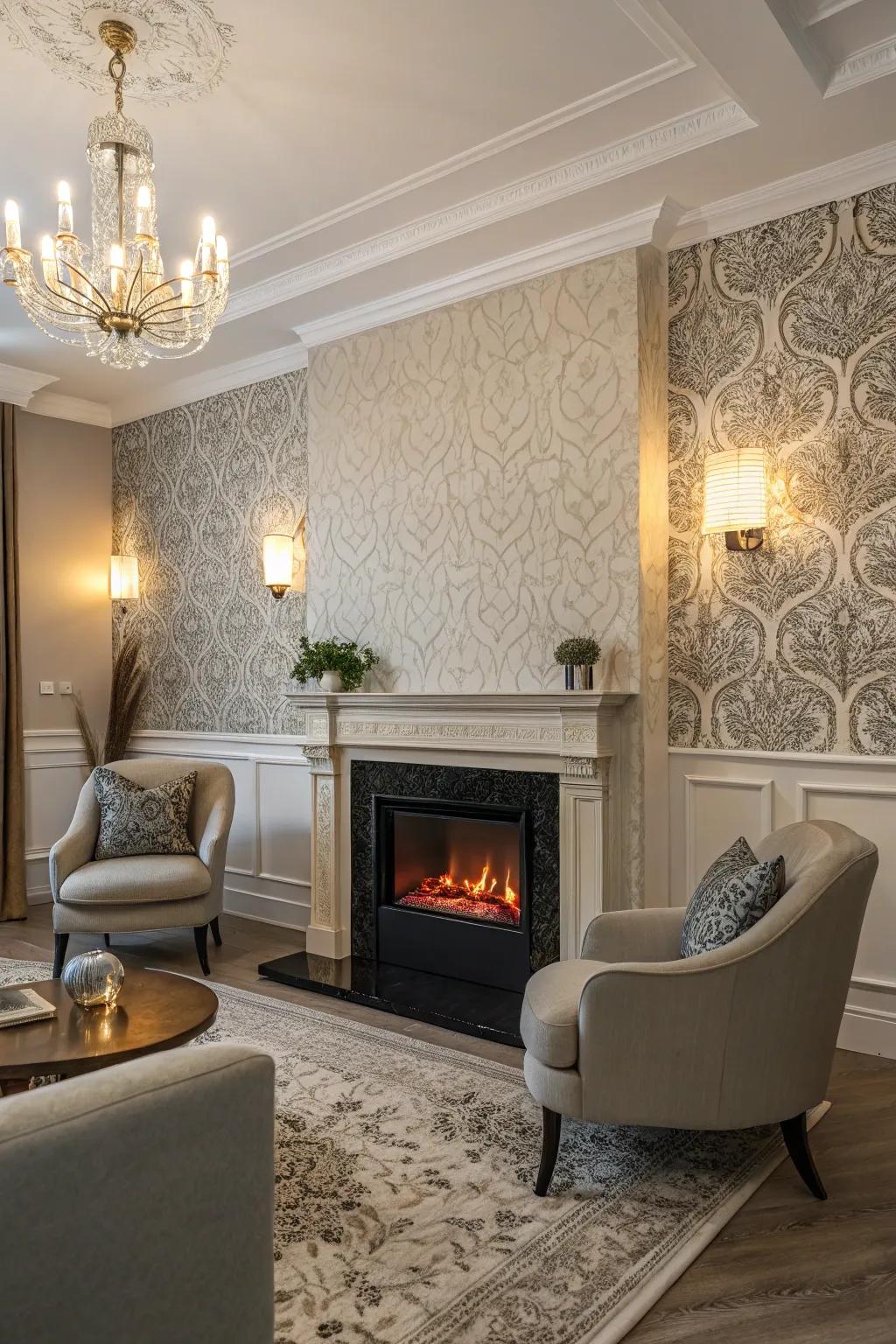 An accent wall transforms an electric glowbox into a bold statement piece.