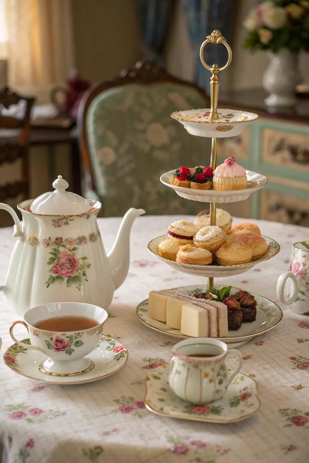 A vintage tea party setup offering charm and sophistication.
