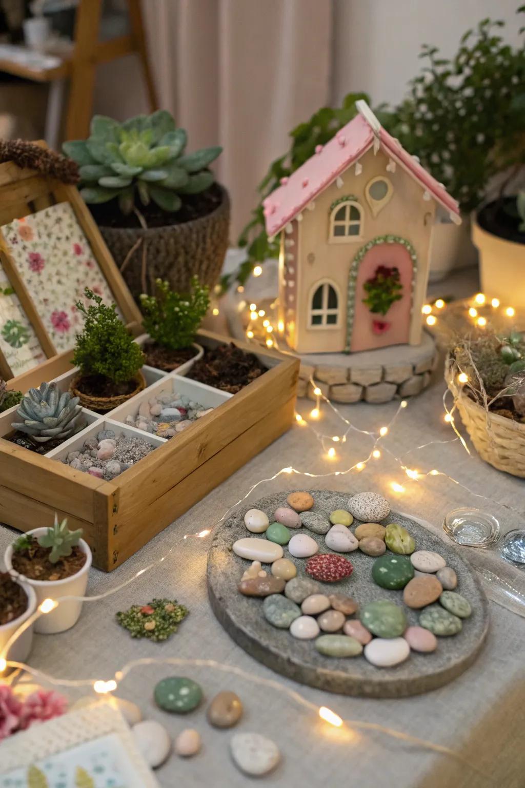 Attendees can craft their own whimsical fairy abodes.