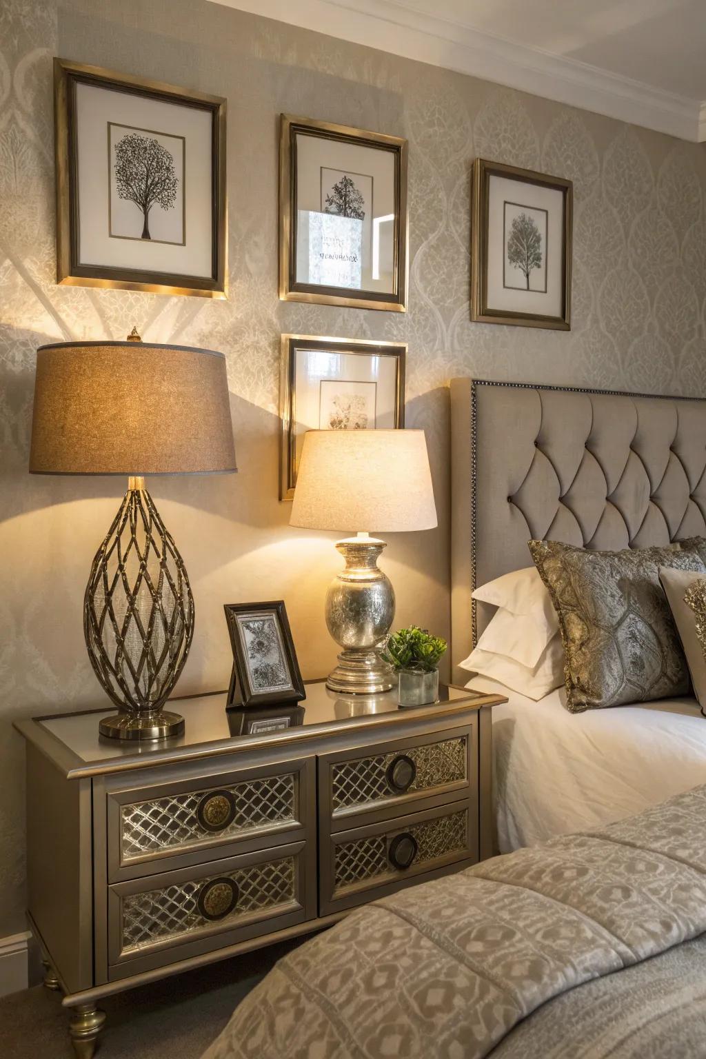 Metallic accents add elegance and light reflection to your decor.