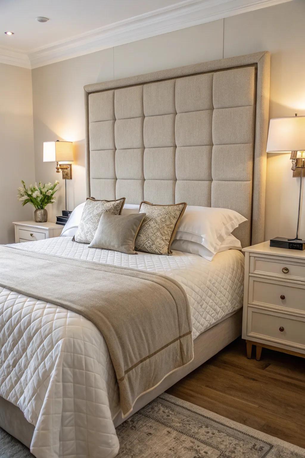 A solid headboard offers key support and stability.