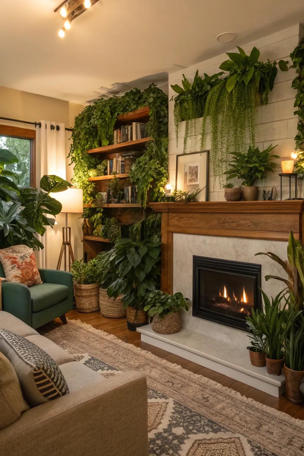 A verdant retreat featuring flora introduces freshness to the room.