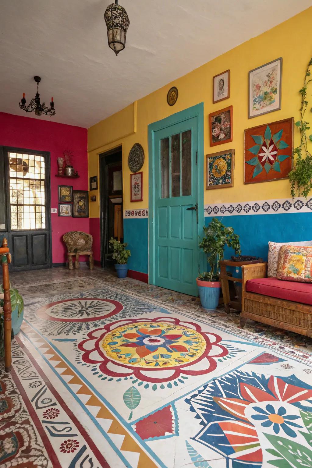 Painted floors offer a creative and expressive touch to any room.