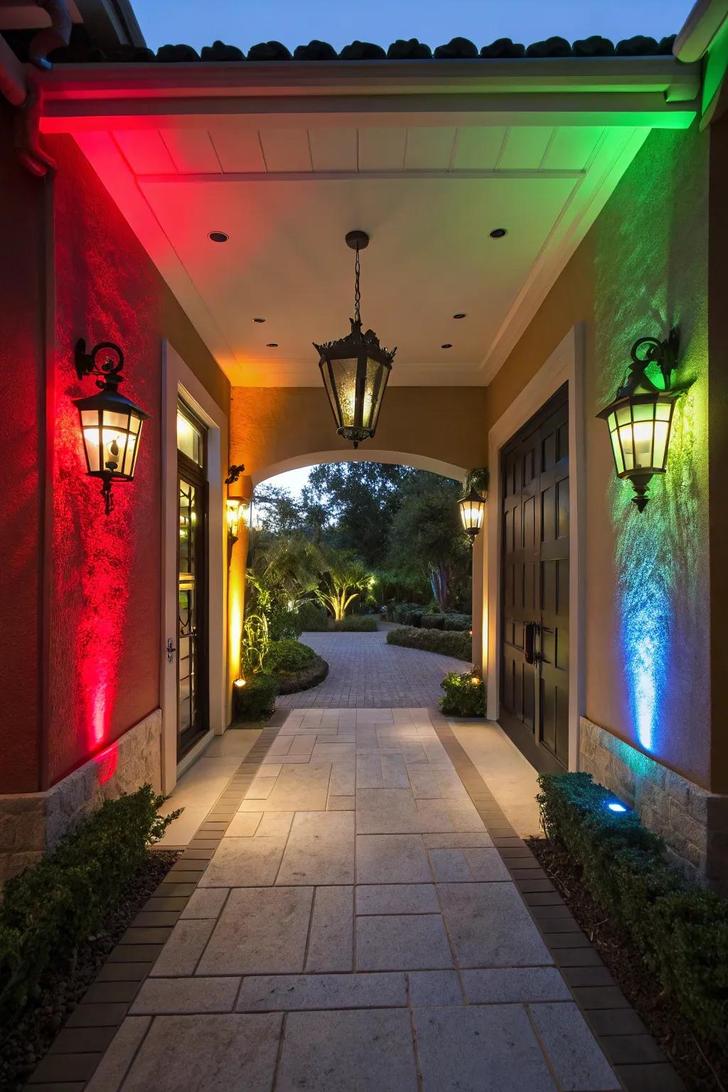 A striking entrance is created by bold colors.