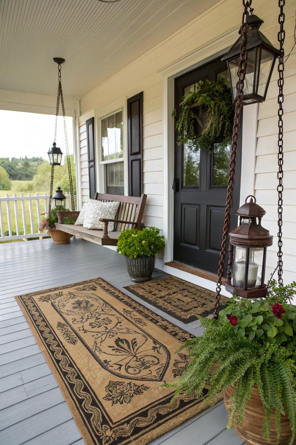 A vintage-style doormat with nostalgic charm.