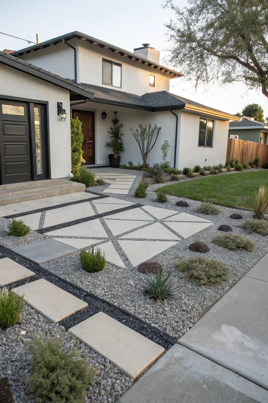 Geometric gravel layouts usher in a contemporary aesthetic.