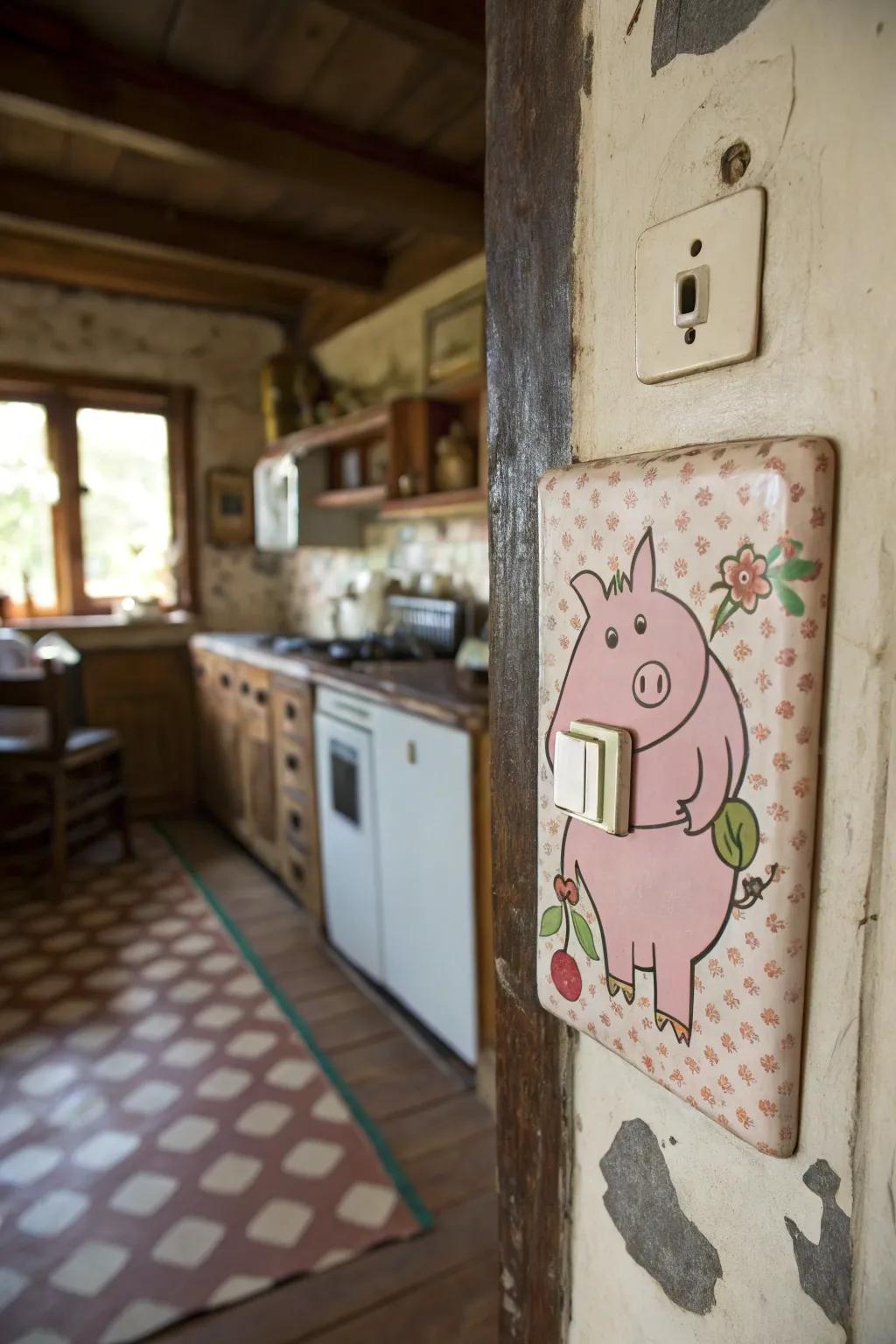 A cheerful pig cover that adds barnyard charm.