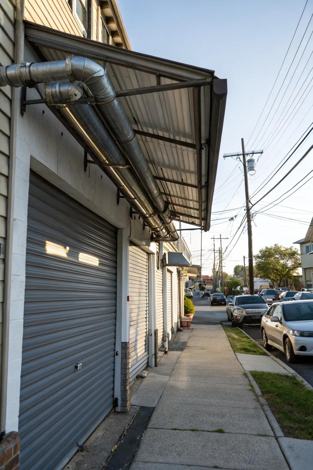 Rugged and stylish industrial pipe awning.