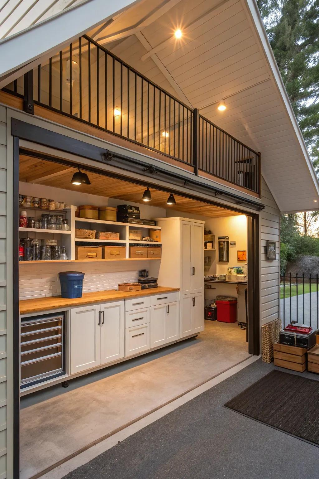 A creative raised zone adds functionality above the garage.