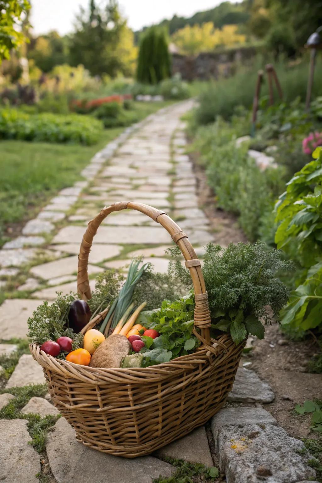 Gather garden items through an appealing harvest container.