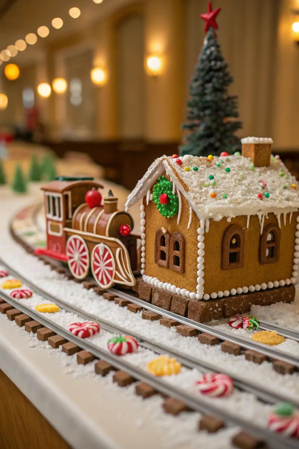 A gingerbread railway terminal poised for adventure.