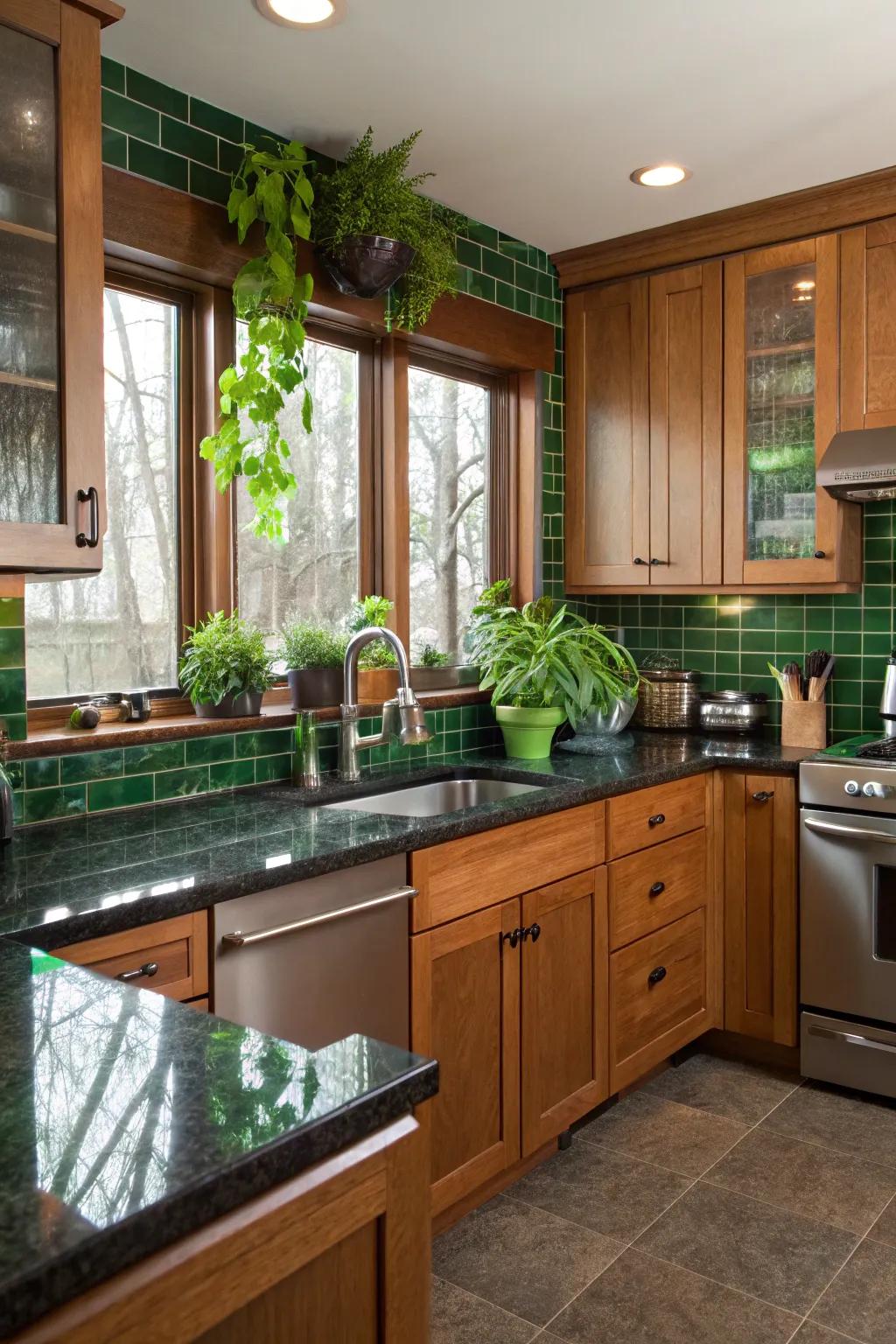 Intermixing resources for a vibrant and balanced green kitchen.