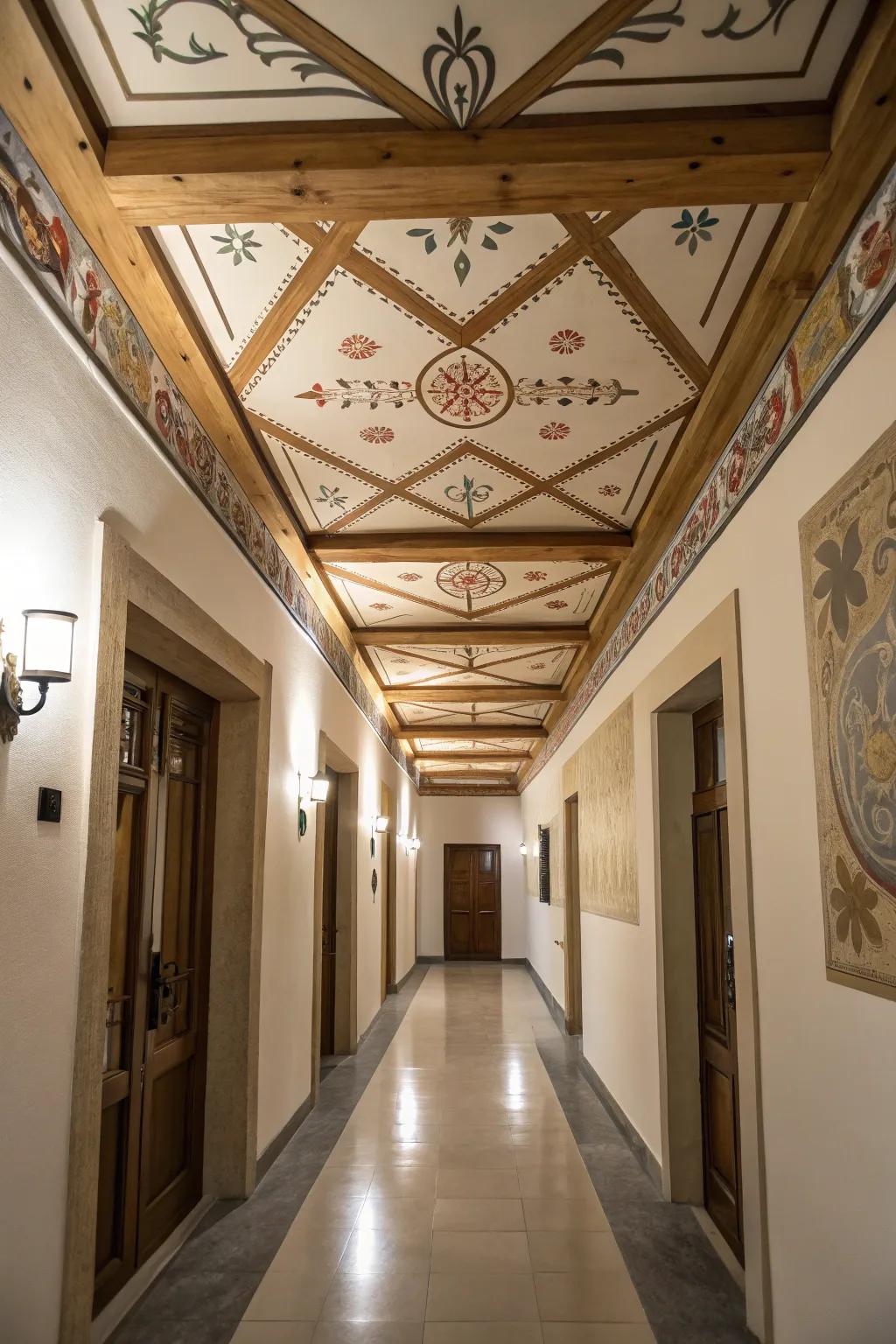 Creative ceiling designs can add an unexpected and delightful element to your hallway.