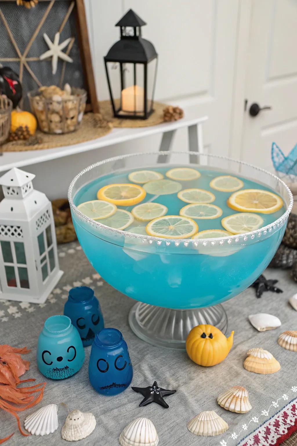 A Mystical Blue Lagoon that adds a pop of color to your festivities.