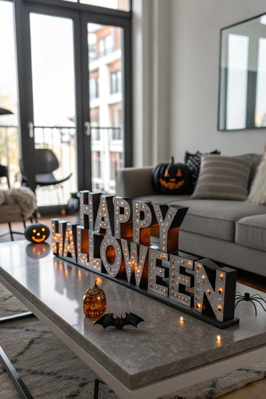 Metallic finishes giving a modern edge to Halloween decor.