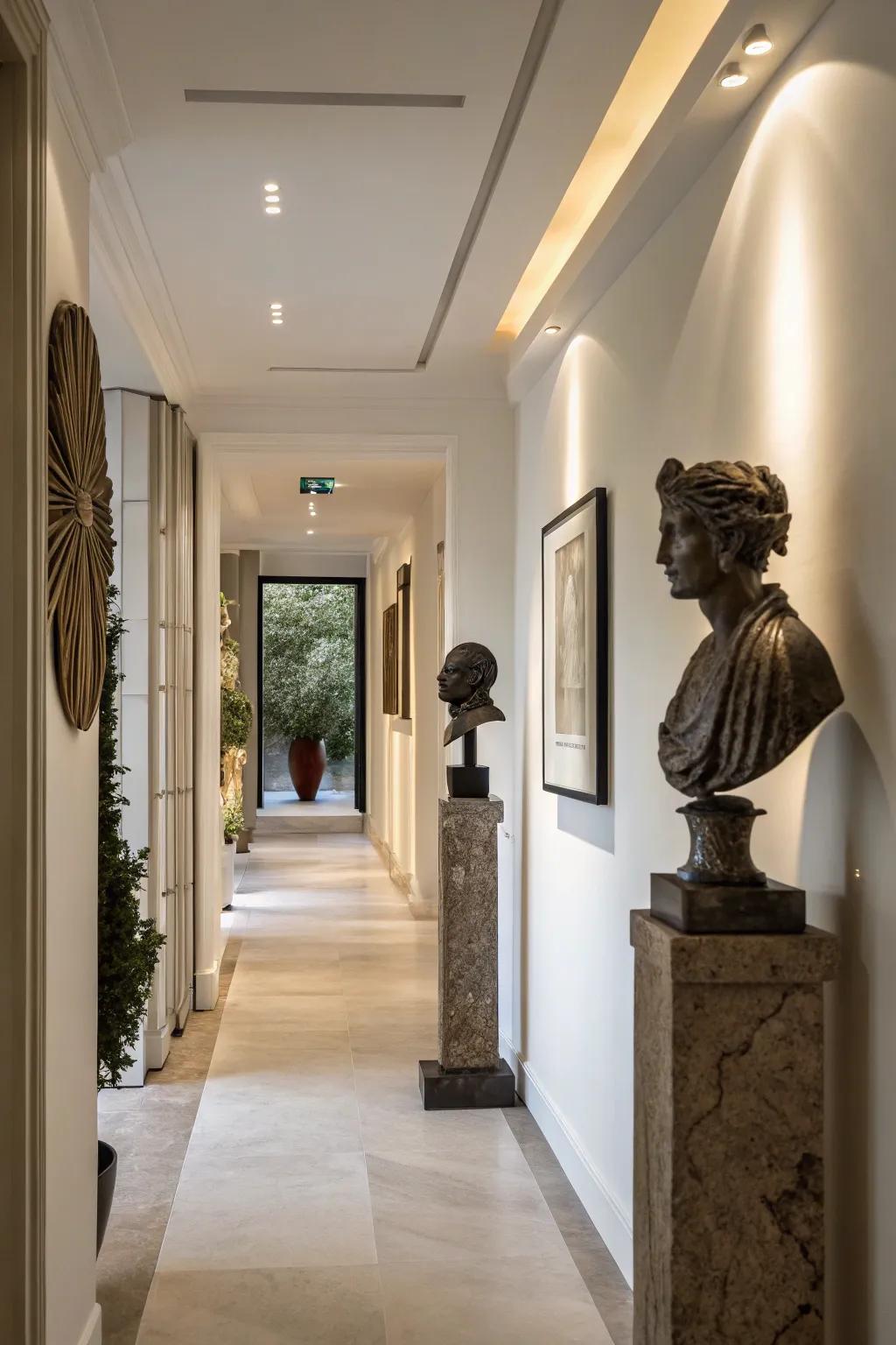 Sculptural elements add elegance and character to your hallway.