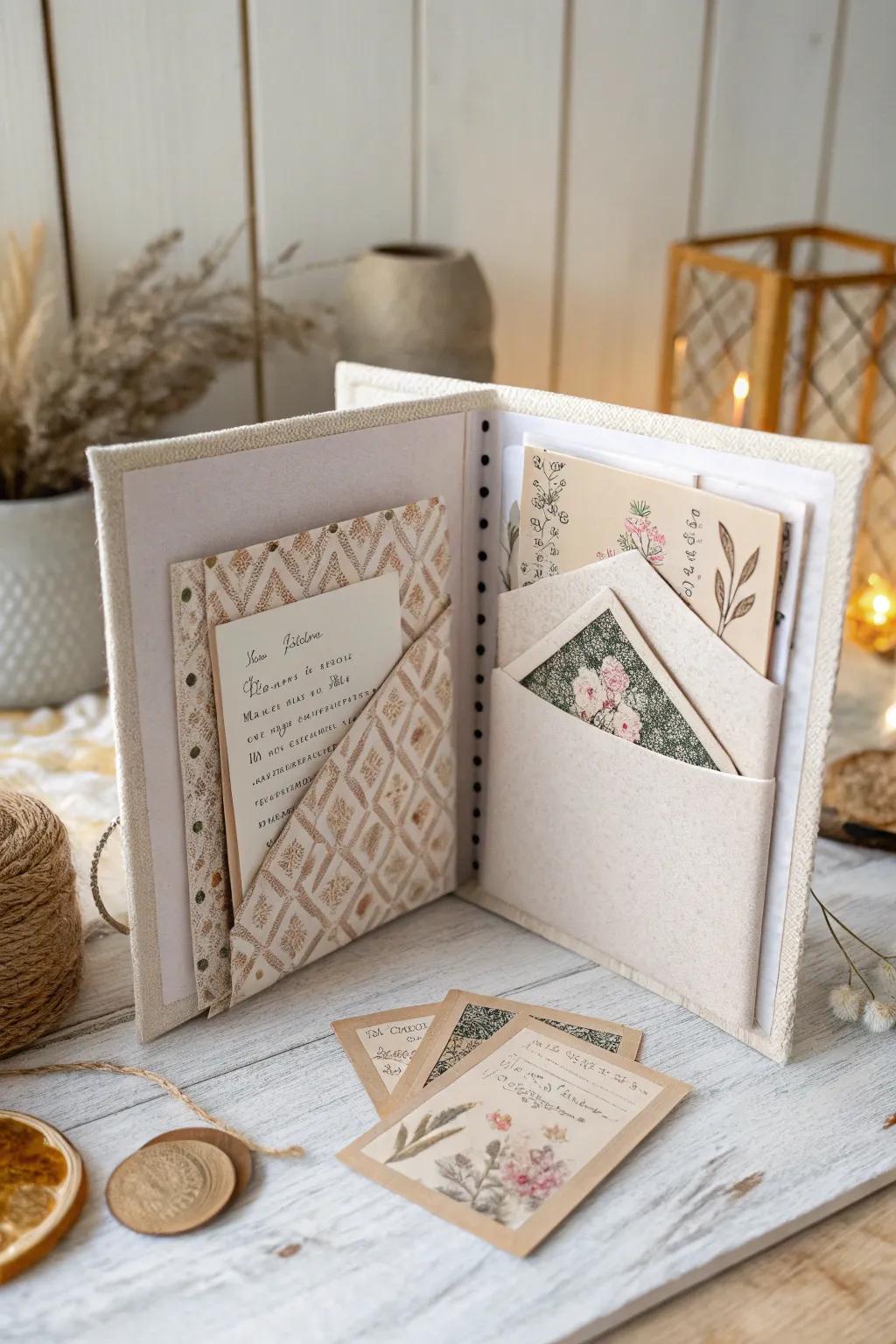 Uncover the allure of sequestered treasures with a handmade scrapbook showcasing refined reticules.