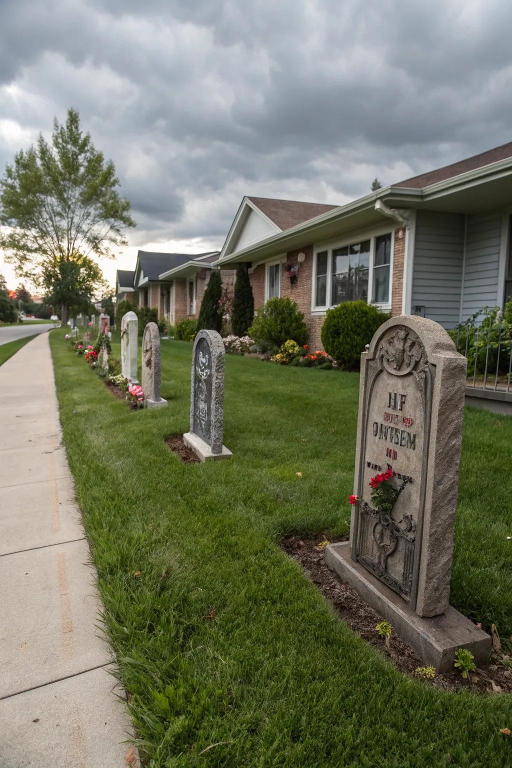 Headstones turn your lawn into a spooky graveyard.