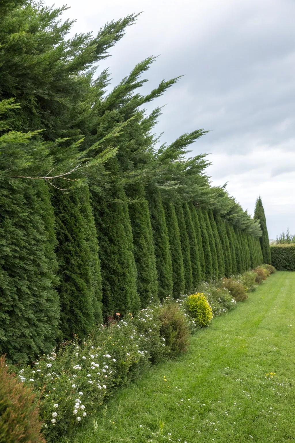 Wind-blocking hedges deliver shelter in breezy places