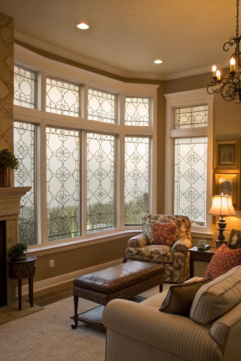 Window film enhances privacy and adds a stylish touch to your windows.