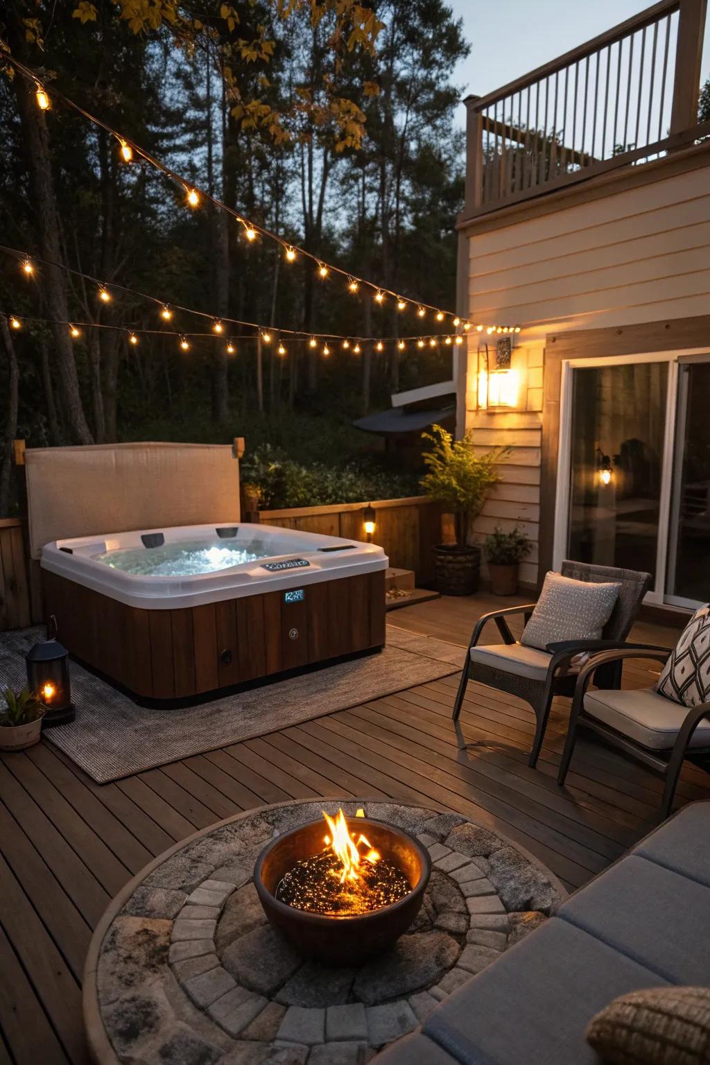 Fire components incorporate warmth and a theatrical flair to your deck.