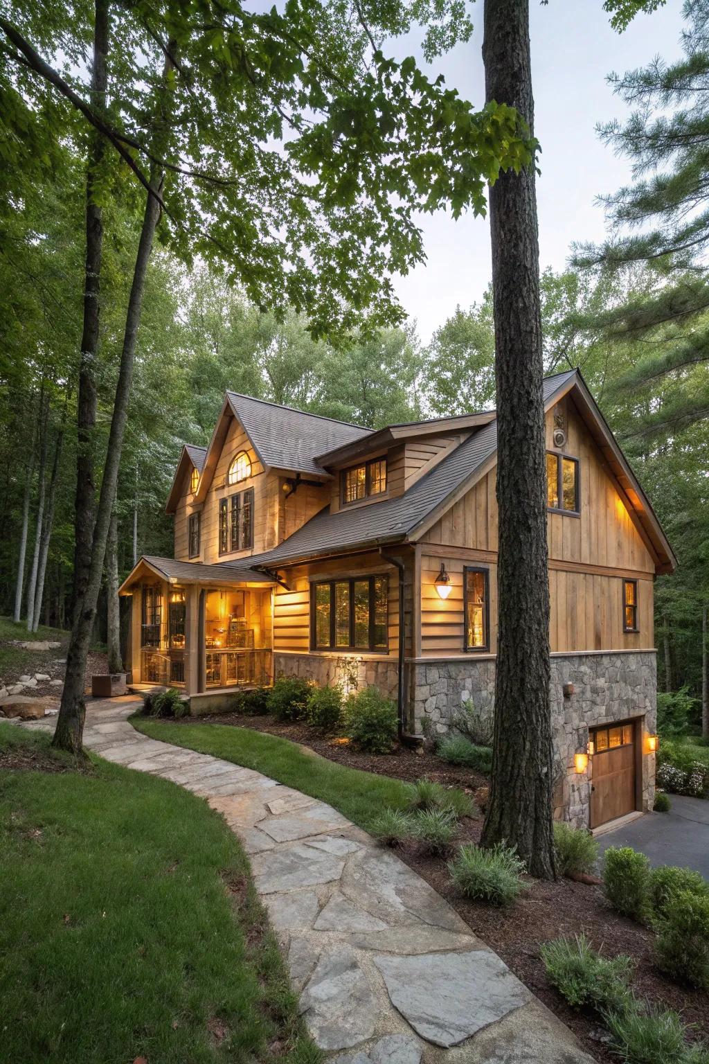 Natural wood trim brings rustic charm to this cozy home.