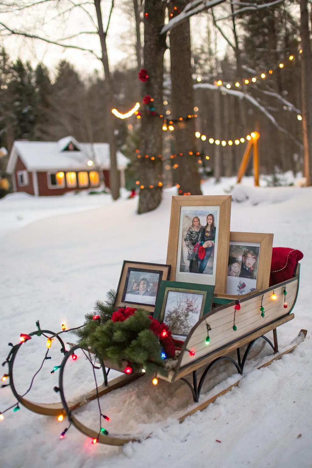 A personalized sled showcasing cherished family keepsakes