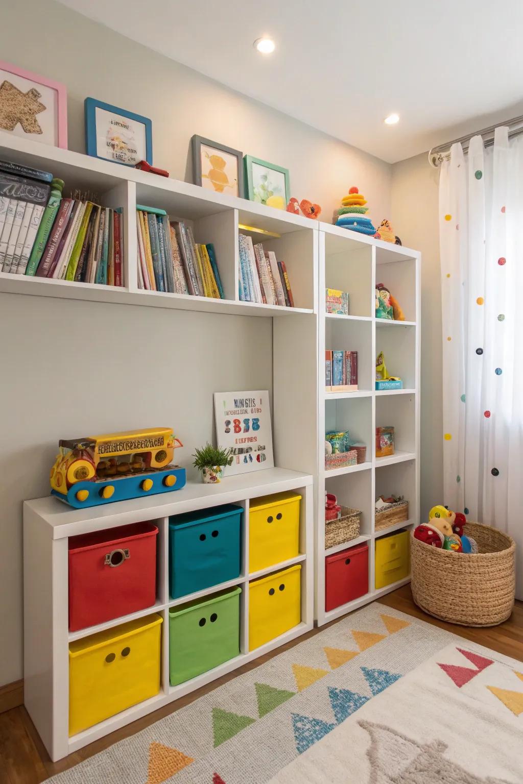 Bring a fun and organized feel to kids' rooms with recessed shelves.