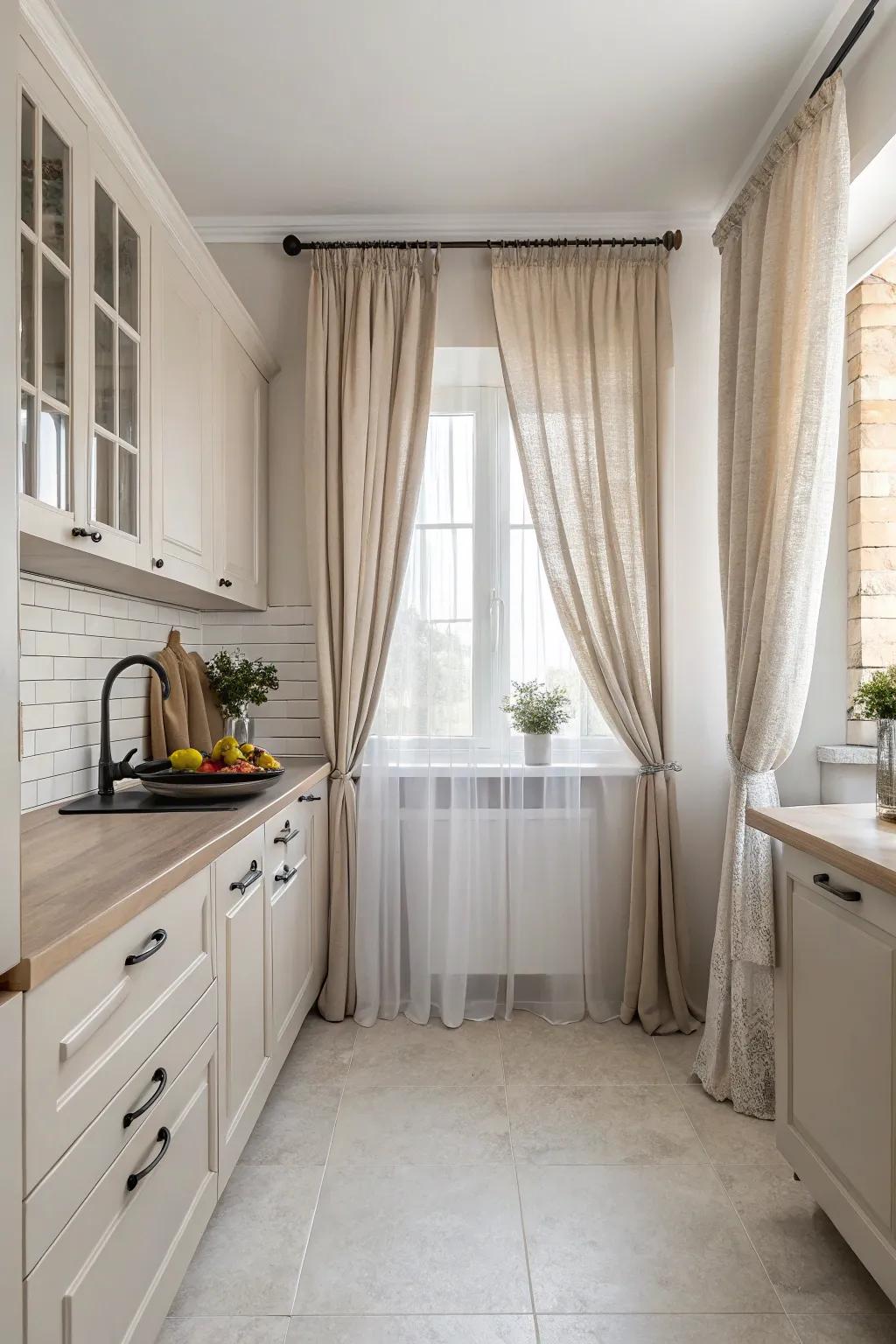 Neutral panels offer a serene and cohesive kitchen design.