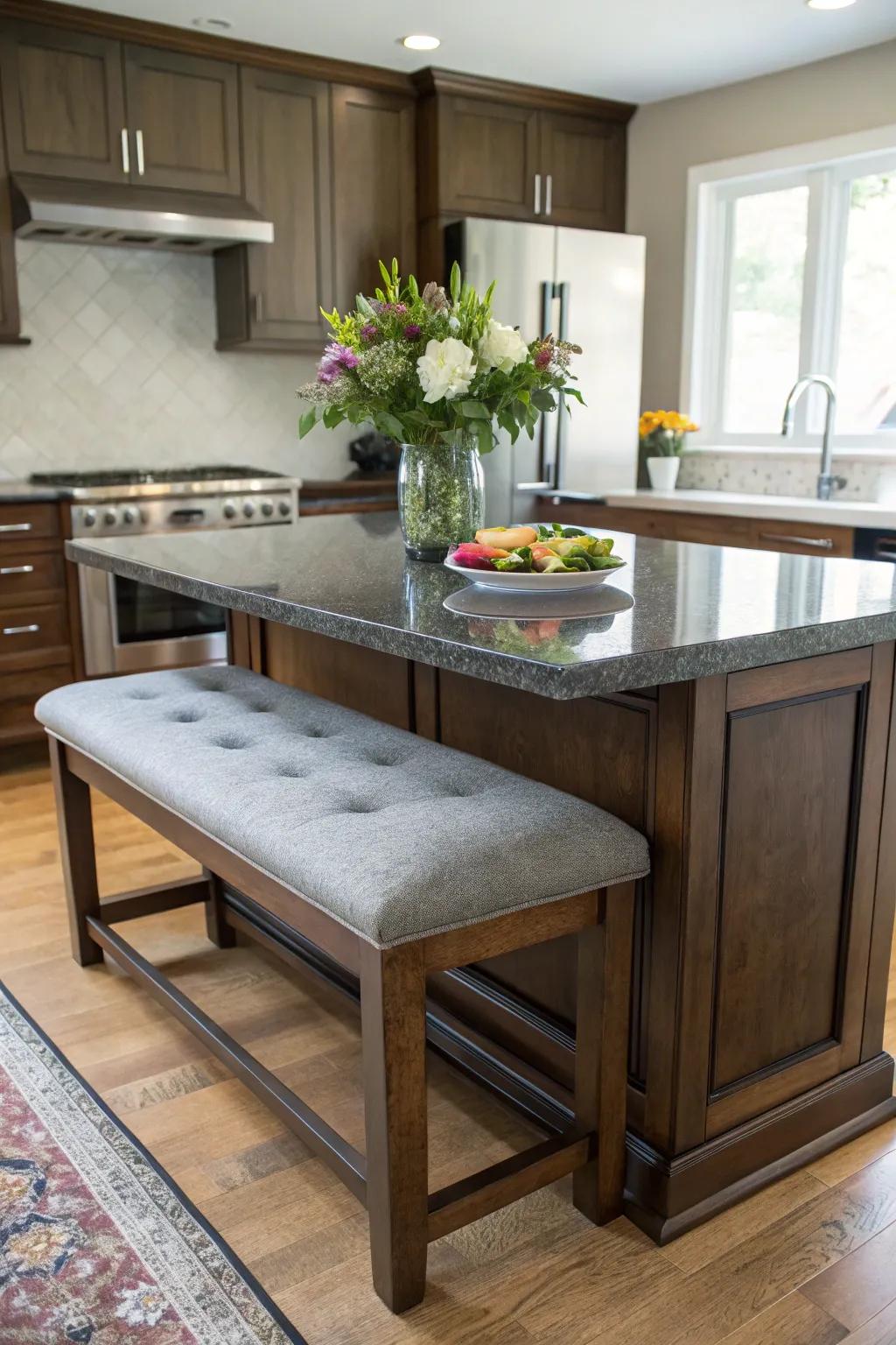 A <strong><em>sleeper</em></strong> presents unceremonious and relaxed seating for your kitchen island.” loading=”lazy” class=”pimg”>
	</picture><figcaption>A <strong><em>sleeper</em></strong> presents unceremonious and relaxed seating for your kitchen island.</figcaption></figure>
<p>Swap traditional stools for a <strong><em>sleeper</em></strong> to fashion a casual and relaxed seating area. It reminds me of family gatherings where everyone can squeeze in together.</p>
<h3>Useful items to consider:</h3>
<ul class=