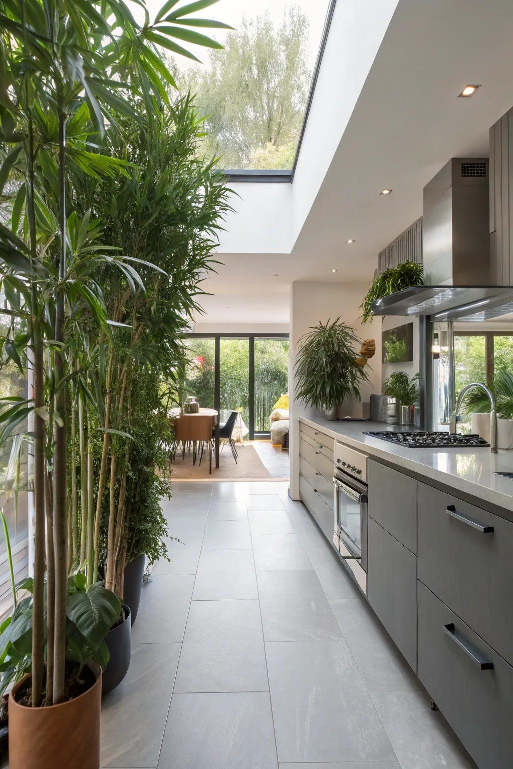 Define spaces with tall plants as natural separators.