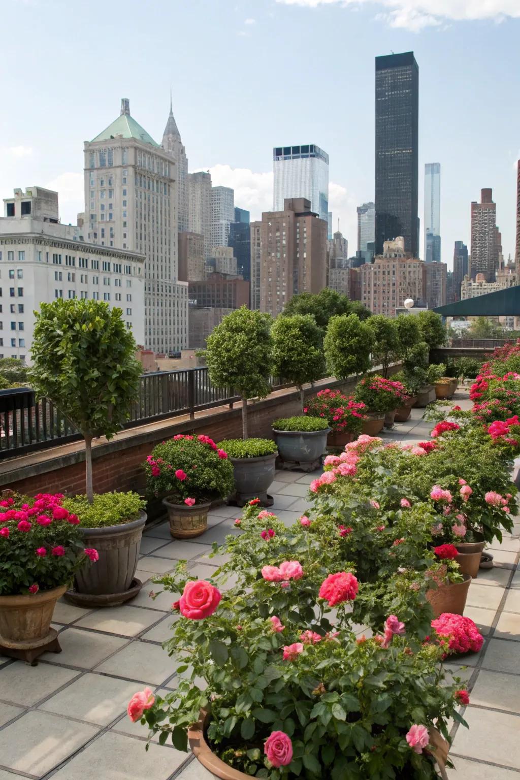 Radiant roses turn rooftops into calming escapes.