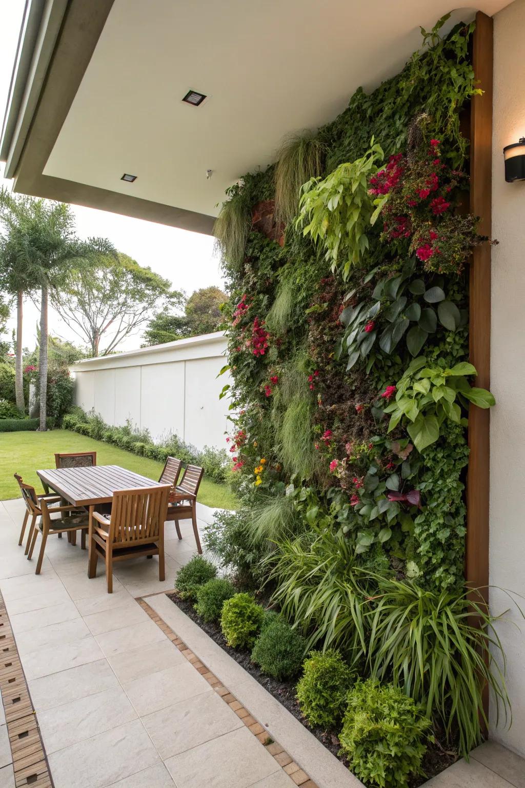 A space-saving vertical garden brimming with life.
