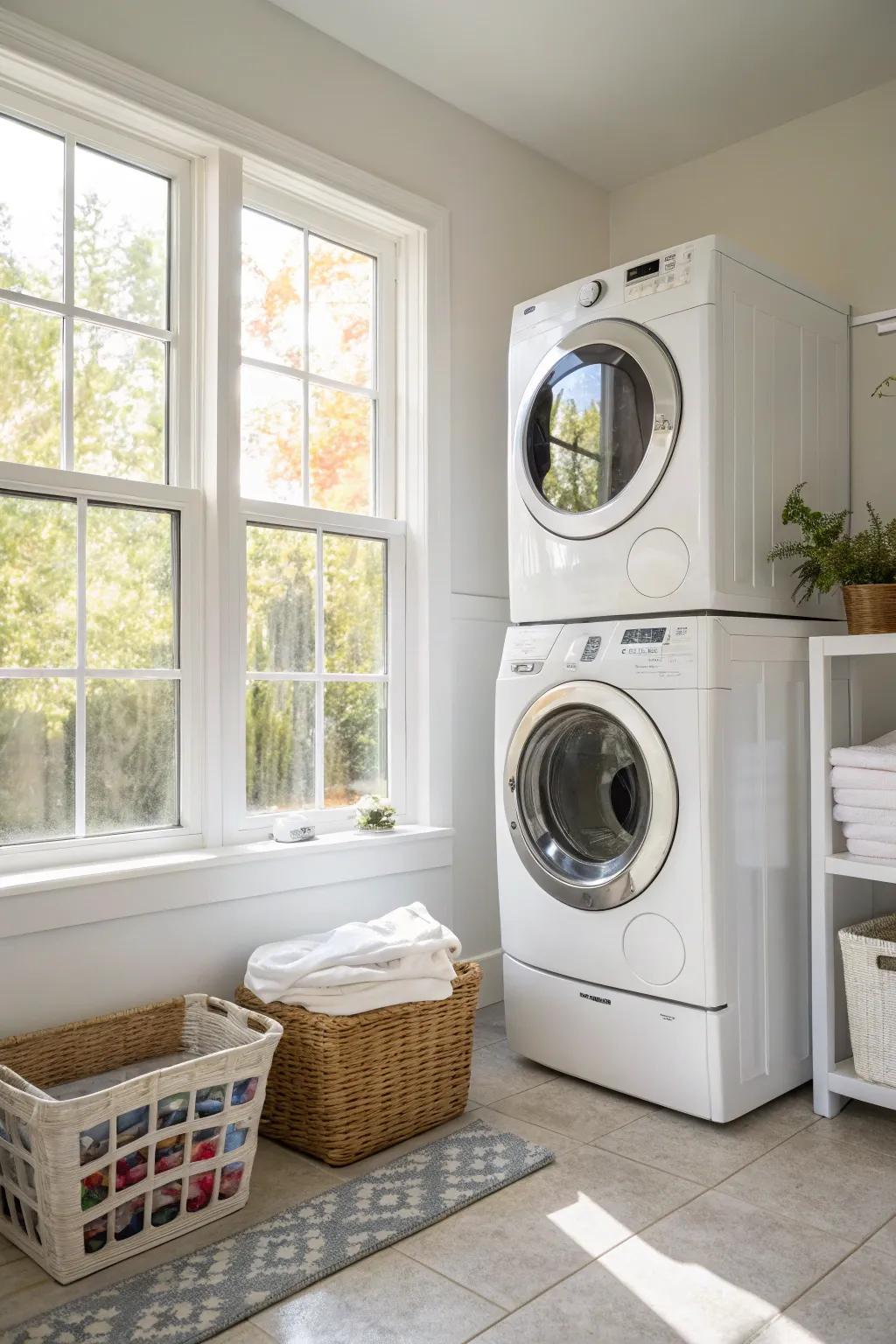 Let natural light in to brighten your laundry space.