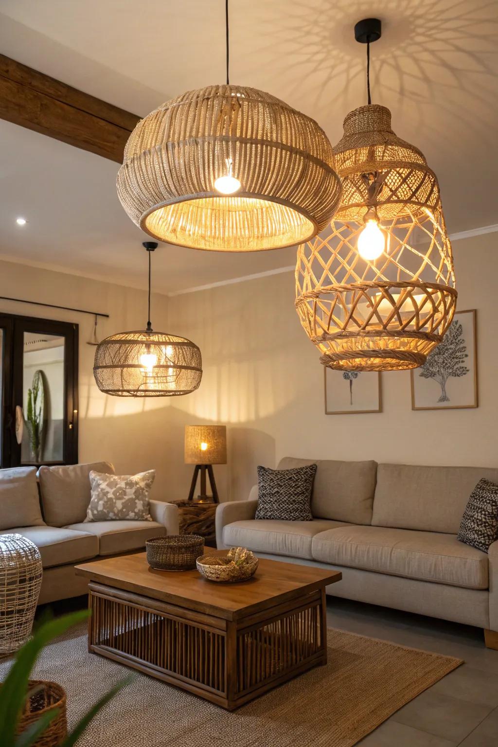 Textured materials introduce a touch of nature to your decor.