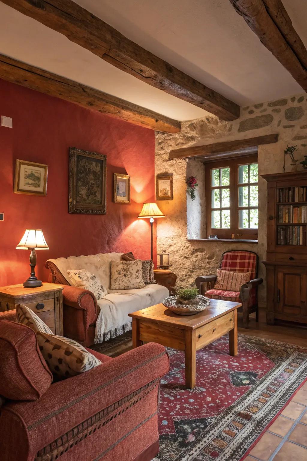 Country red for a warm and inviting living space.