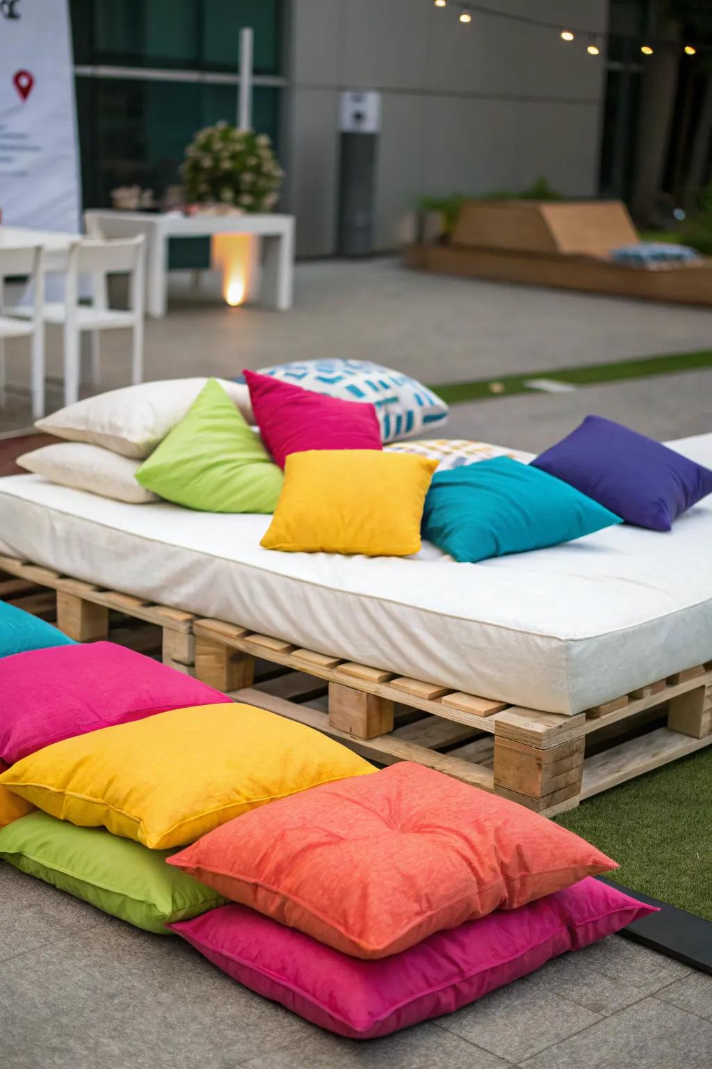 Floor cushions add casual flexibility.