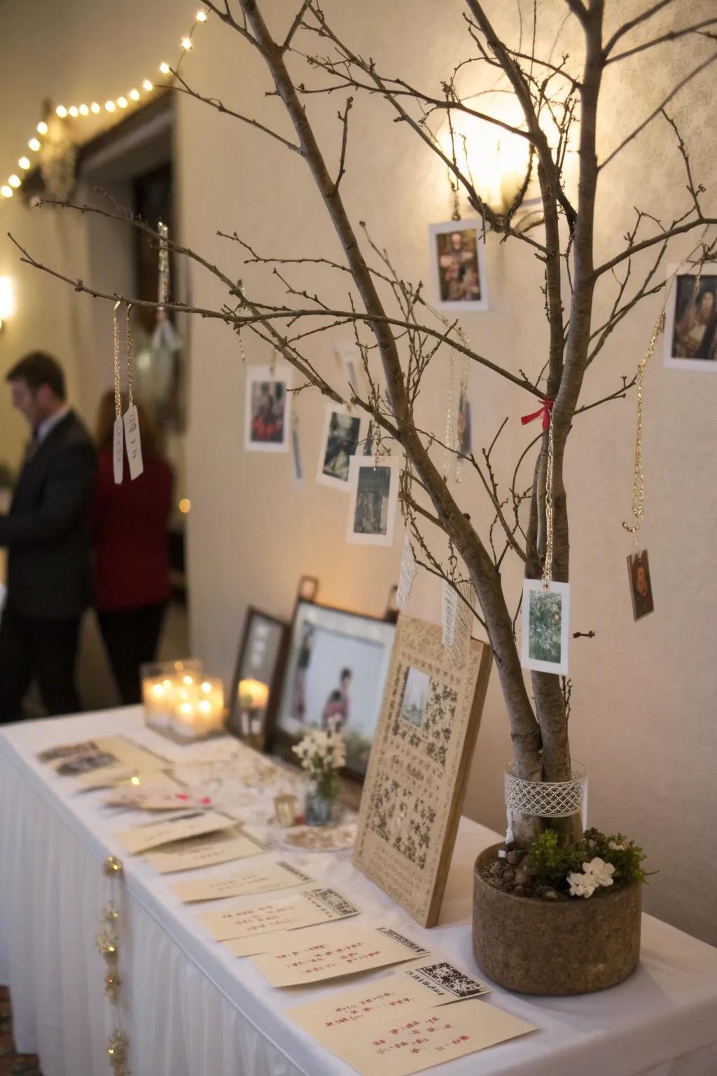 A memory sapling invites attendees to express their thoughts and recollections.