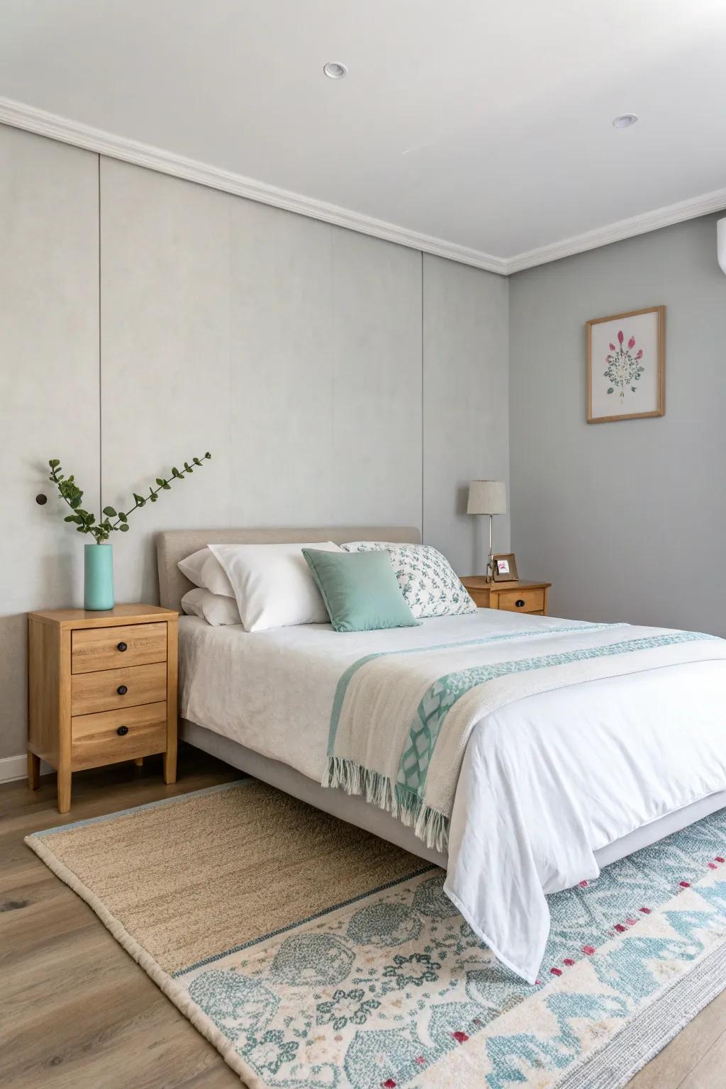 Admire how color accents contribute personality to the neutral palette.