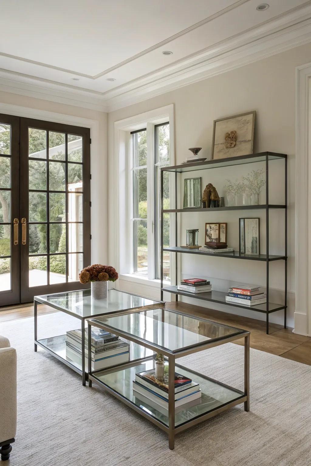 Glass parts keep transparency and openness in minimalist spaces.