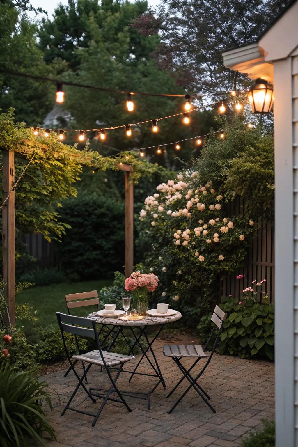 An open-air dining space creates a delightful spot for meals.