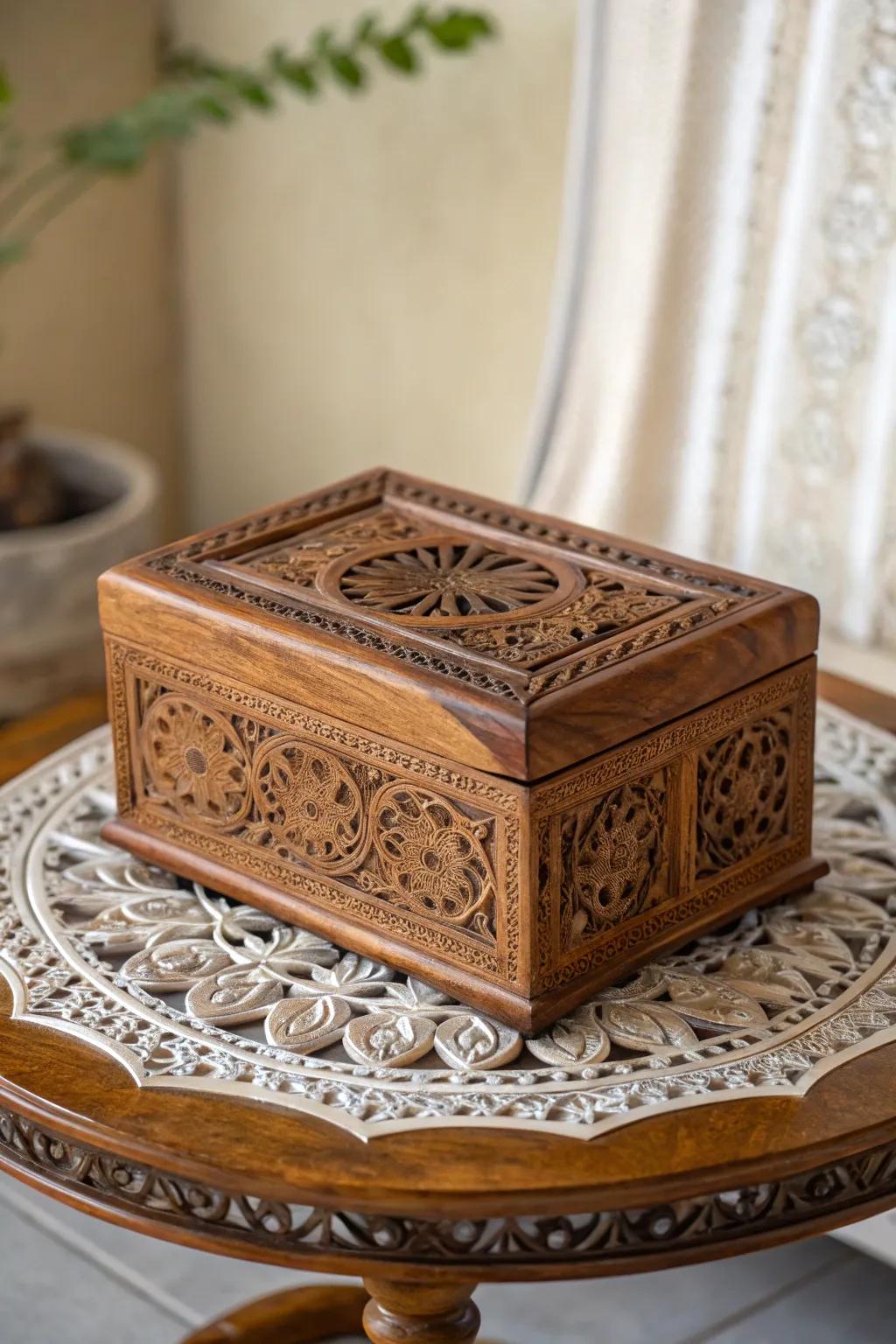 A beautiful Aromatic wood box offering stylish storage.