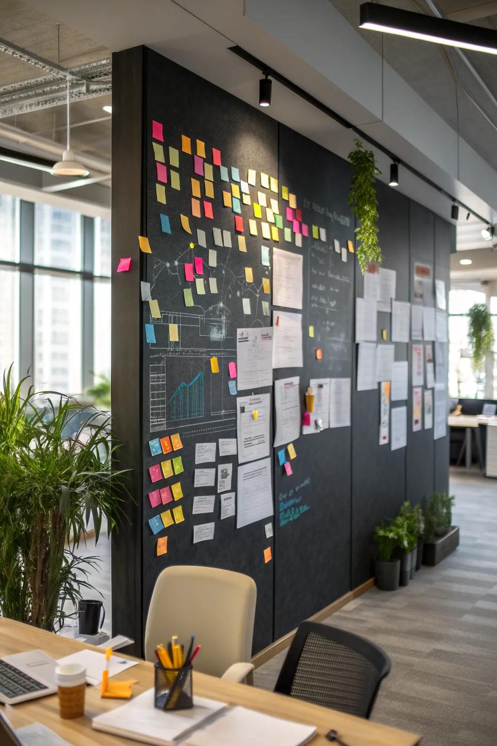 Get twice the use with a magnetic chalkboard wall.